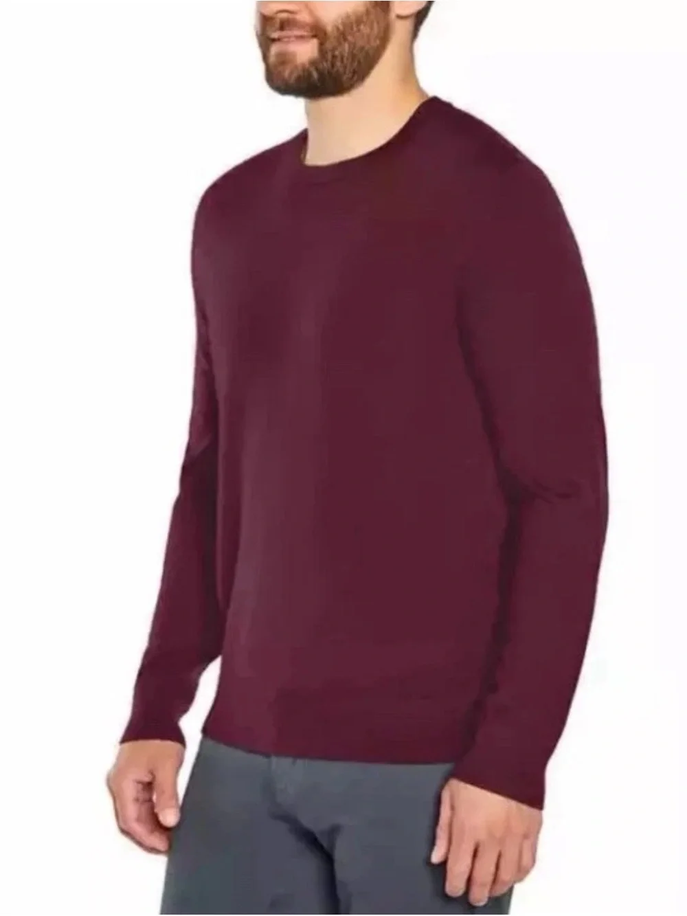 NWT Banana Republic Men’s Crew Neck 100% Marino Wool Sweater XXL Maroon Burgundy